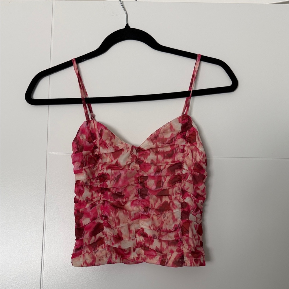 Forever 21 Pink and Red Ruched Tank Top